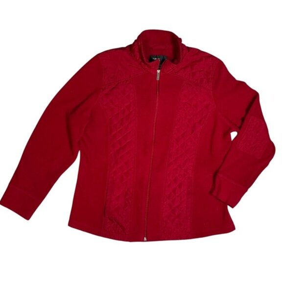 Style & Co Women's Jacket Red Fleece Quilted Zip Up Pockets Coat Red Size XL - Picture 10 of 16